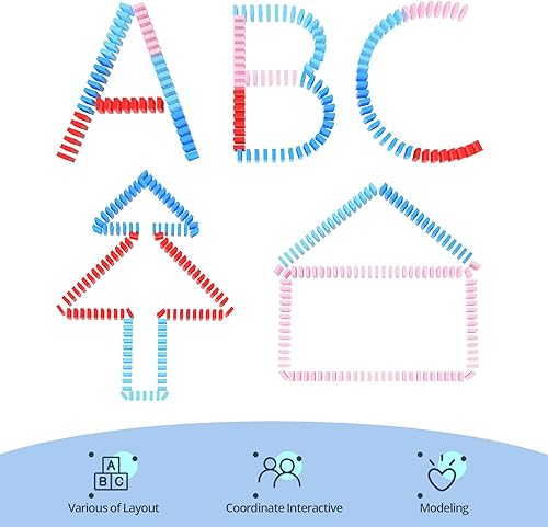 Miniatura 6 de Skirfy Juego de 200 bloques de dominó con función de vapor real, juguetes con luces y sonido, juguetes creativos para niños de 4 a 8 años con bolsa