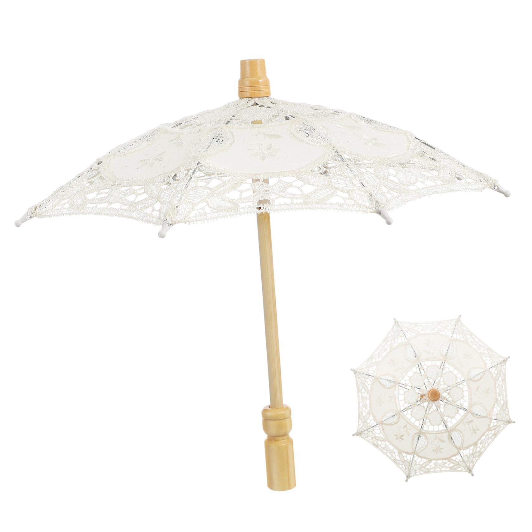 Toyvian Bride Lace Parasol Wedding Embroidery Umbrella Decorative Photography Prop Lightweight Cotton Fabric for Party Dress up