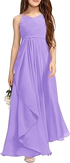 Imily Bela Girls A-Line Halter Dress Junior Bridesmaid Flower Girl Flowy Chiffon Maxi Dresses