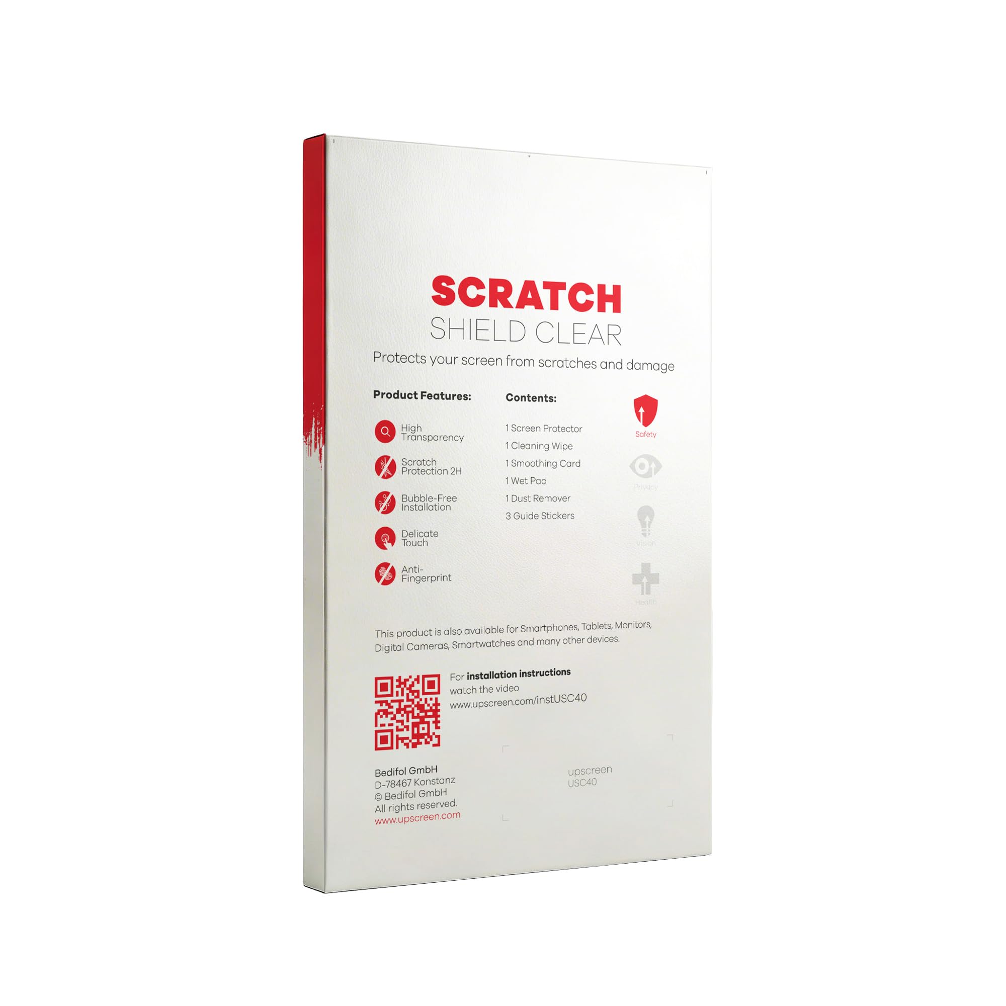 upscreen Protection d’écran tactile PC 25 pouces (63.5 cm) 538x337 mm 16:10 Transparent Anti-Trace