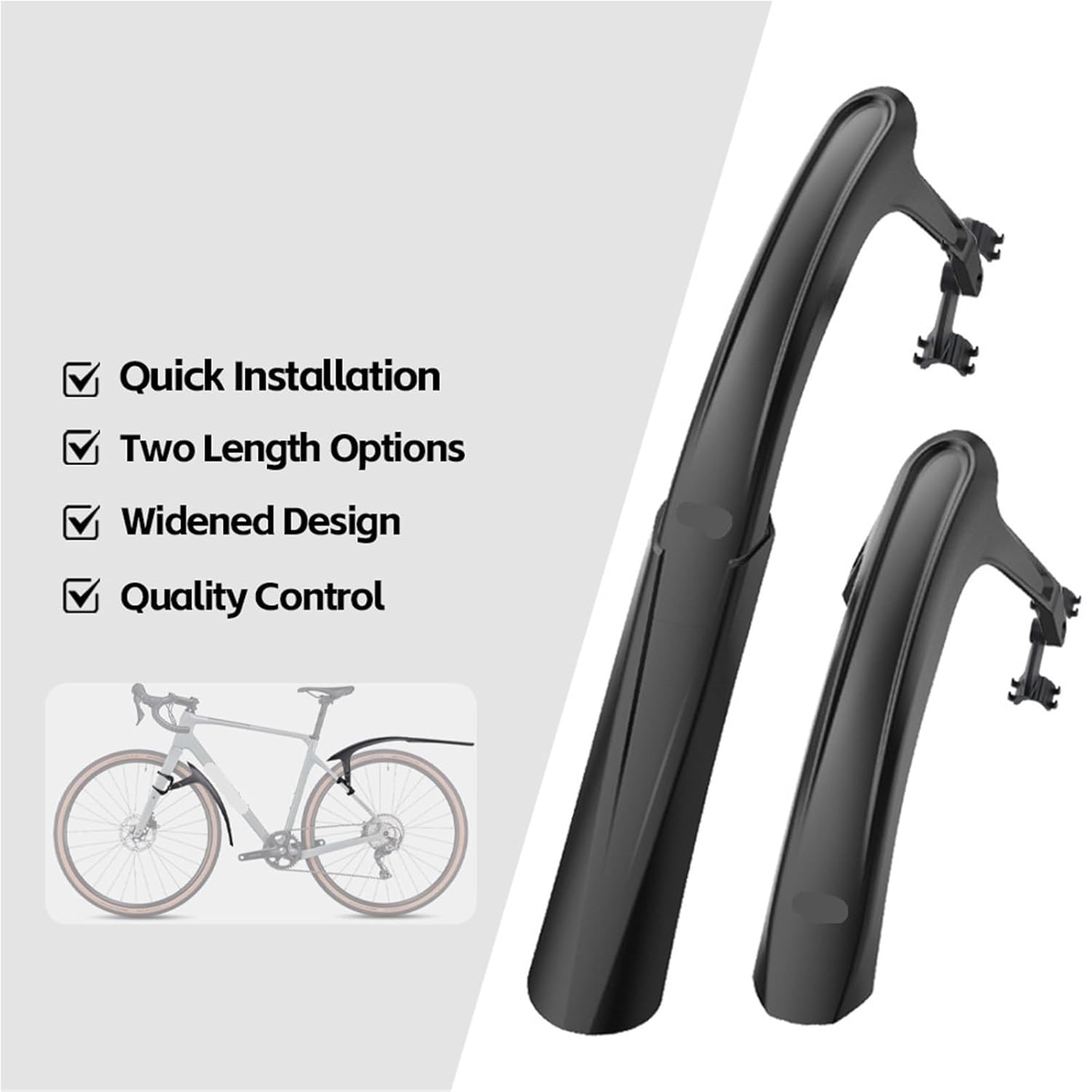 700c Cycling Bicycle Mudguard Quick Release Road Bike Gravel Bike Fender Mud Proof PP Bicycle Accessories