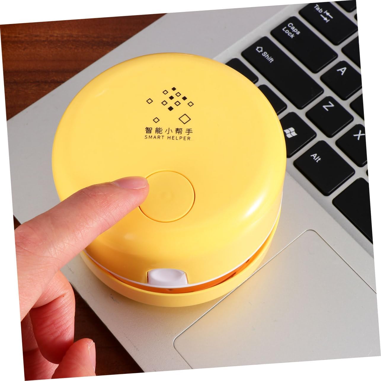 Mini Wireless Desk Vacuum Cleaner Battery Powered Mini Dust Collector for Office Home Car Use Yellow Compact Desktop Cleaner