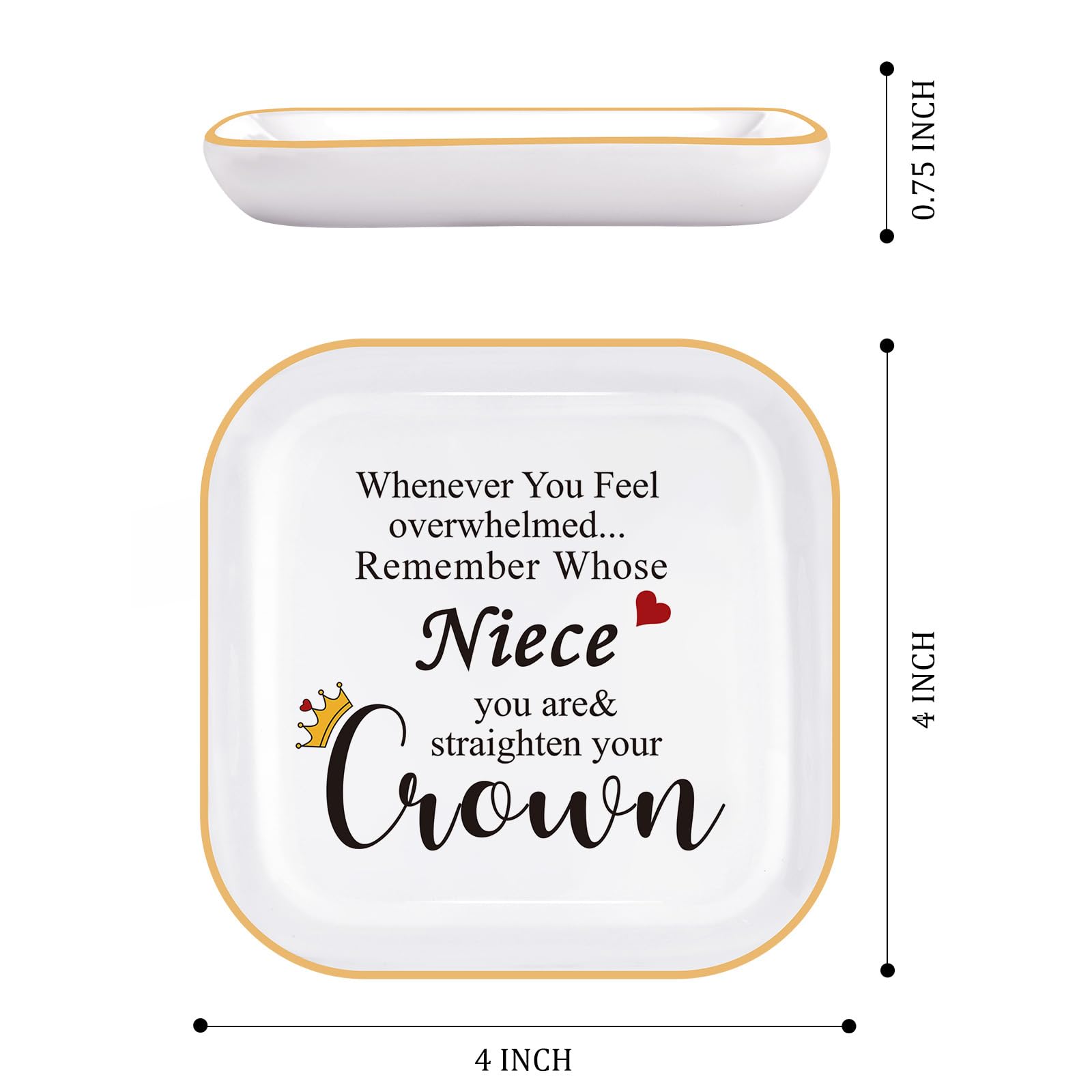 PUDDING CABIN Niece Gifts from Auntie, Jewelry Ring Holder Dish, Remember Whose Niece You Are, Birthday Mothers Day Gift