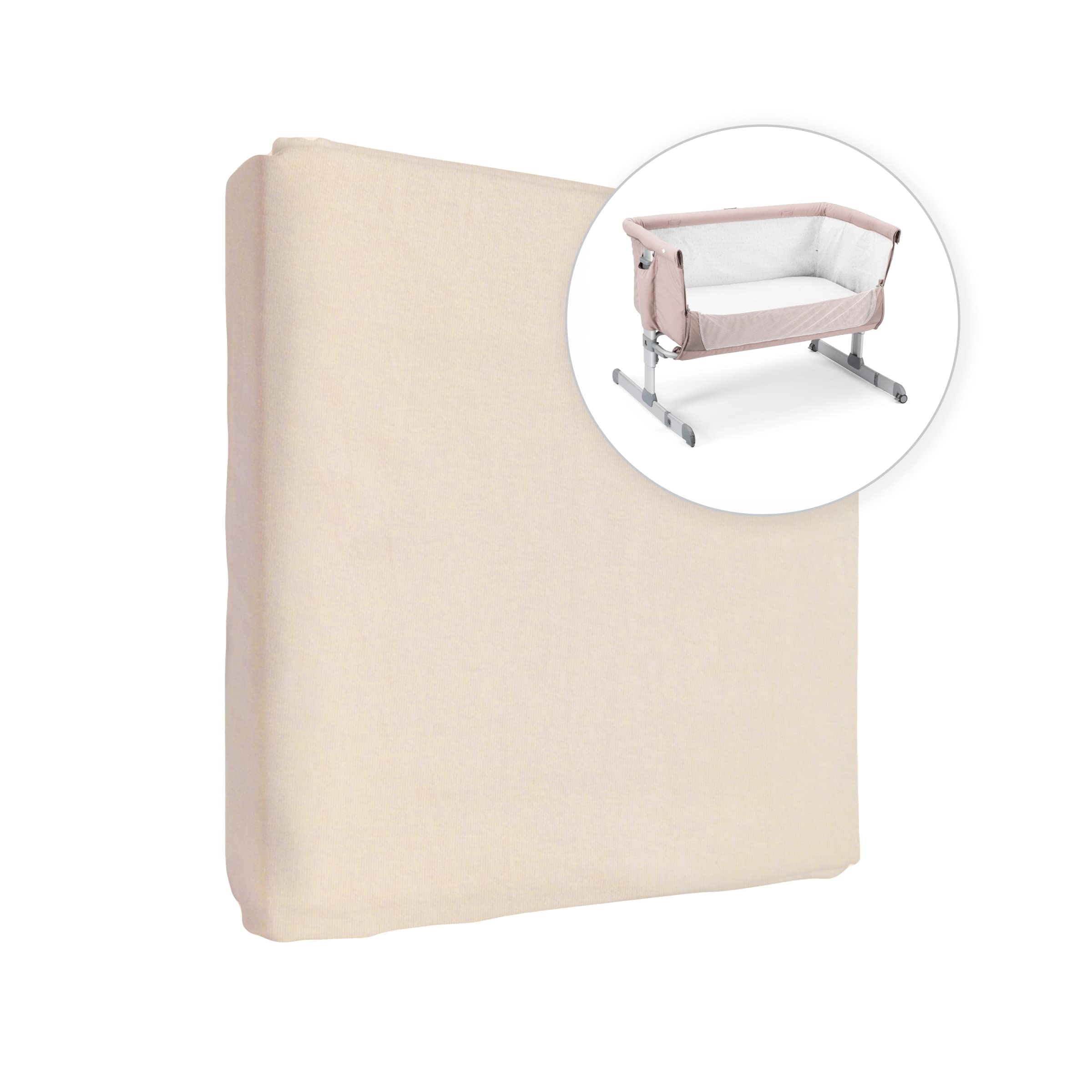 Jersey 100% Cotton Fitted Sheet for 90 x 55 cm Baby Bedside Crib Mattress (Cream)