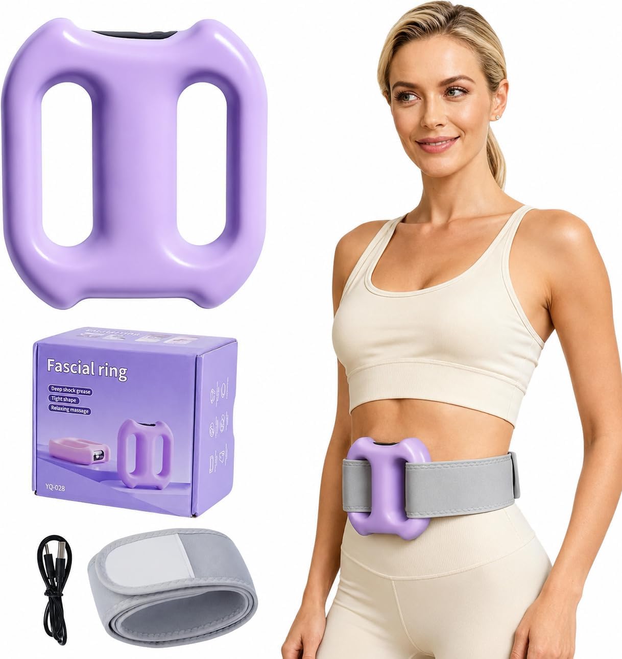 Belly Fat Burner Electric Abdominal Slimming Belt with Vibration & Heat, Belly Massager & Muscle Stimulator Belt for Stomach Toning, Body Shaper Fitness Belt (PINKBLUE Multi)-image-22