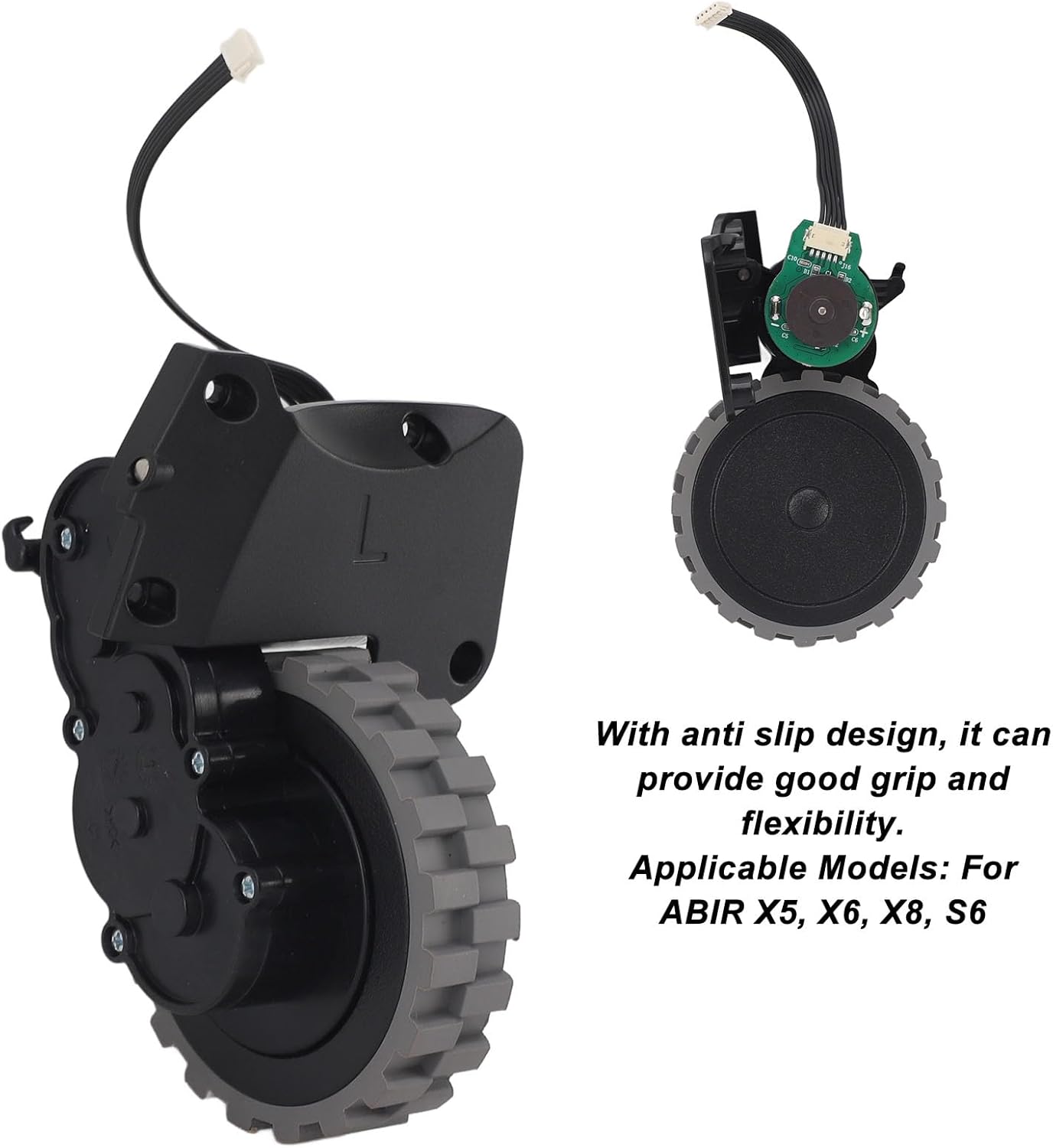 Sweeping Robot Drive Wheel Low Noise Shock Absorbing Vacuum Cleaner Left Wheel Replacement Parts Good Grip and Flexibility Compatible with ABIR X5 X6 X8 S6