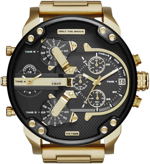 Mr. Daddy 2.0 Men's Watch, Stainless Steel Chronograph Watch For Men, Color: Gold, Gray