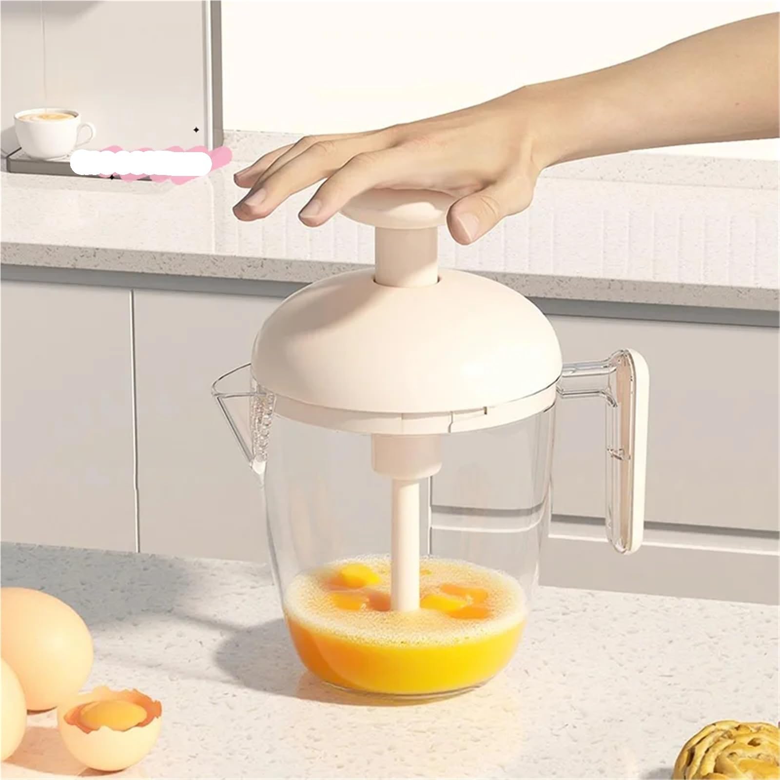 1 frusta manuale semiautomatica per uova, frusta manuale e montalatte per cottura al forno (bianco)
