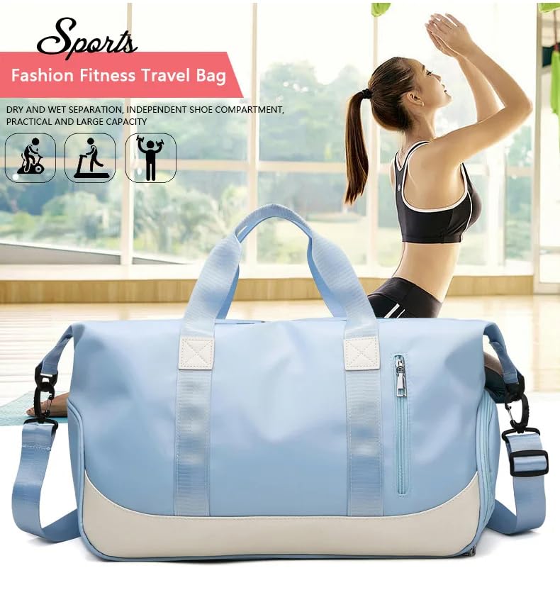 Duffel & Tote Bag for Volvo EX30 2024-2025 - Waterproof Gym Bag with Wet/Dry Compartments & Shoe Pocket - Travel Carry On Luggage, Trunk Organizer for Outdoor,Light Blue2