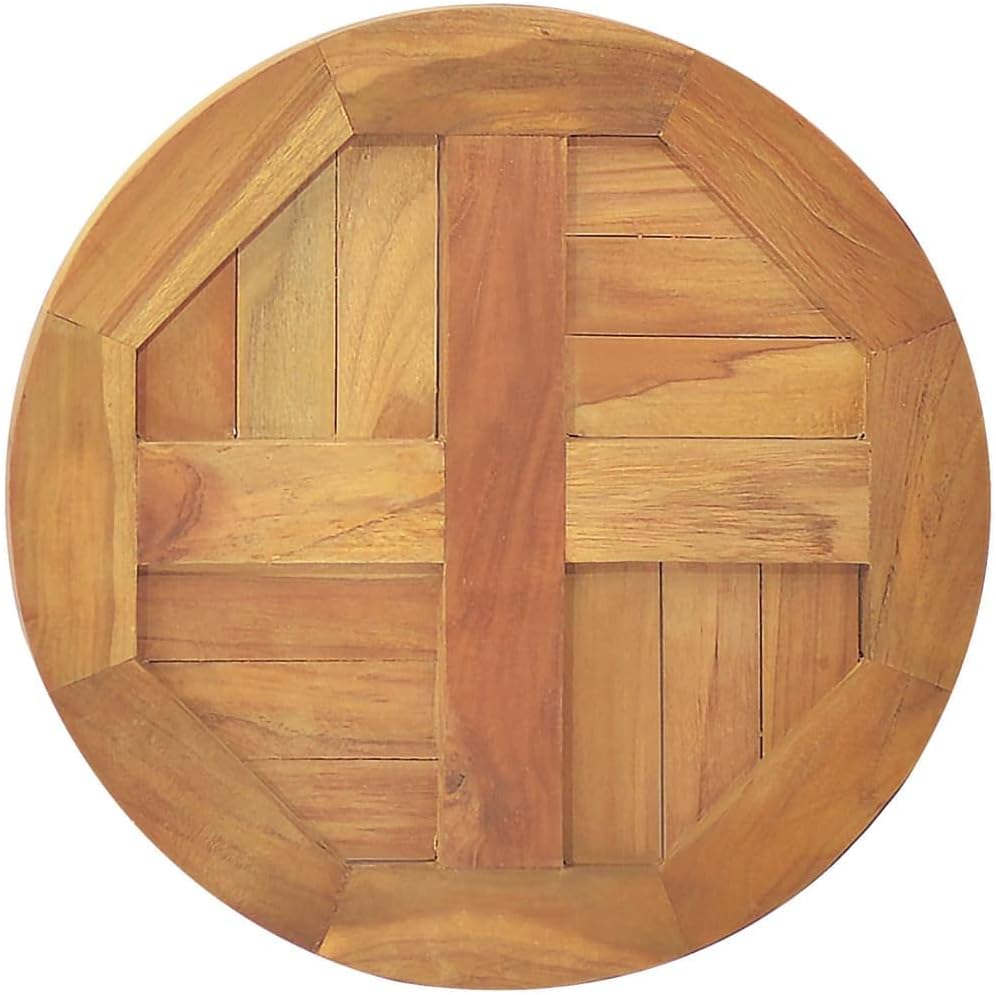 Solid Teak Wood Round Table Top, 15.7 inch Dining Surface, Durable Outdoor Patio Furniture Replacement
