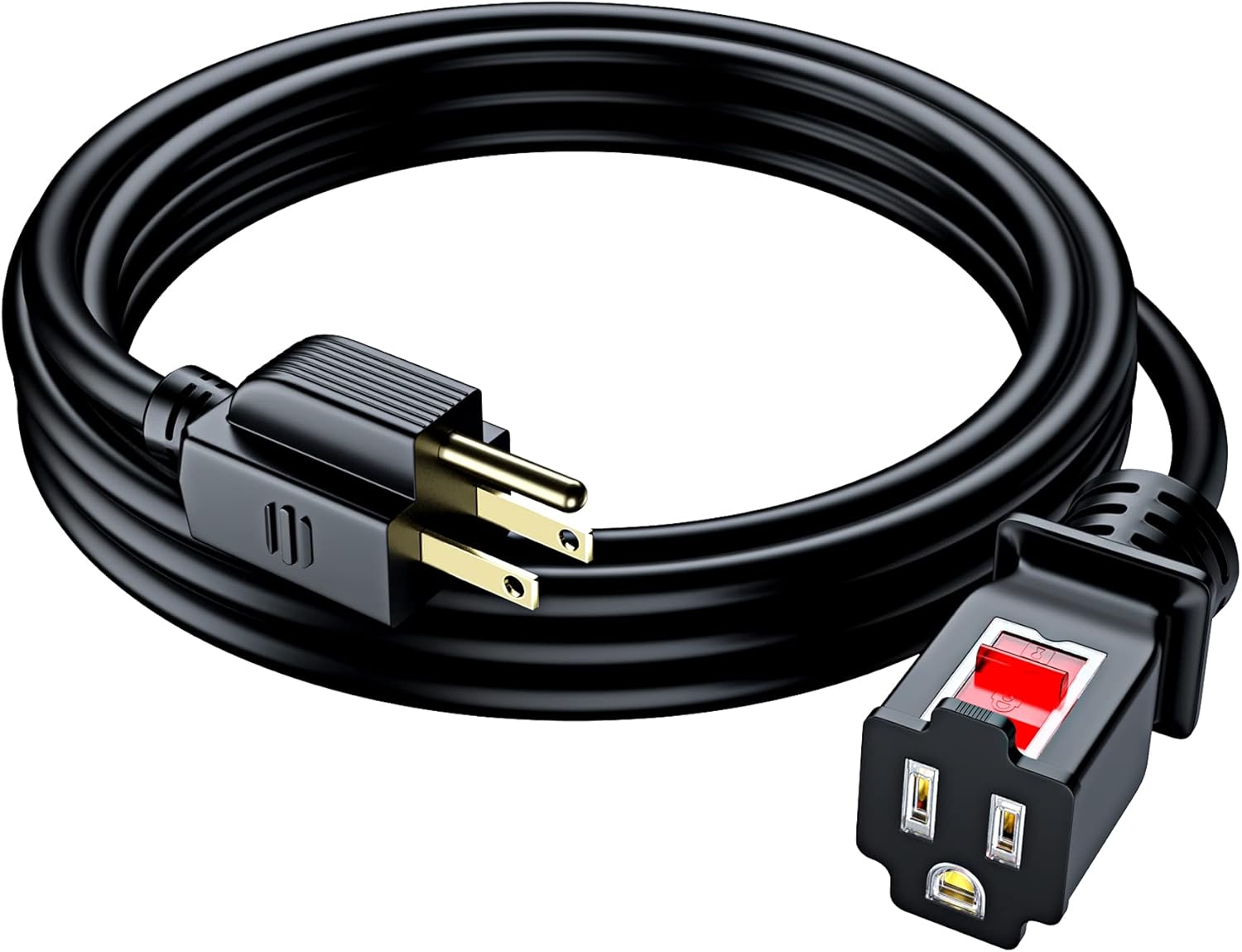 Maximm Extension Cord 10 ft - Outdoor Extension Cord with Locking Connector, 3-Prong Plug, and Rated SJTW Jacket, Heavy-Duty Power Cord up to 125V, Weatherproof Extension Cord, ETL Listed, Black