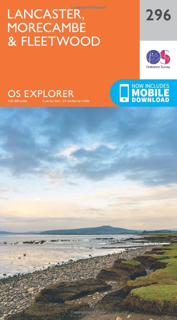 Ordnance Survey Unisex Orange Explorer 296 Lancaster, Morecambe & Fleetwood Map With Digital Version,