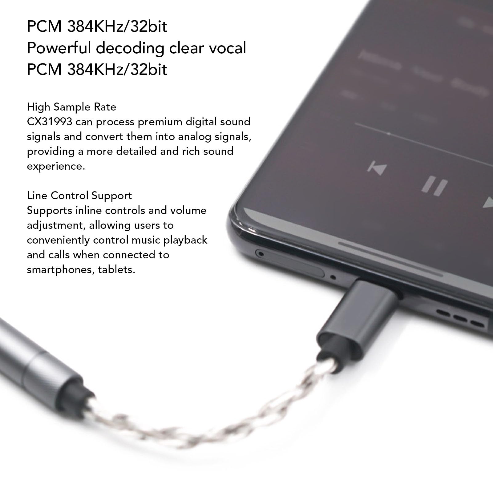 VBESTLIFE Adattatore Audio Bilanciato USB da Tipo C a 4,4 Mm, CX31993 Jack per Cuffie HiFi da USB C Maschio a Femmina da 4,4 Mm, per Telefoni Portatili e Dispositivi di Tipo C