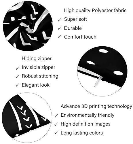 Boho Body Pillow Cover Mud Cloth In Black And White Mudcloth Modern Geometric Tribal Cushion Case Decorative Soft Farmhouse Aztec Long Pillowcase With Zipper Rectangle Pillow Cases For Couch 20"X54" #TOP5