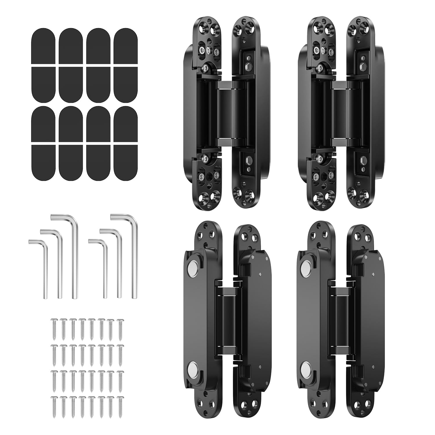 4PCS 7 Inch Invisible Concealed Door Hinges 180 Degree Swing Hinge (Black)-