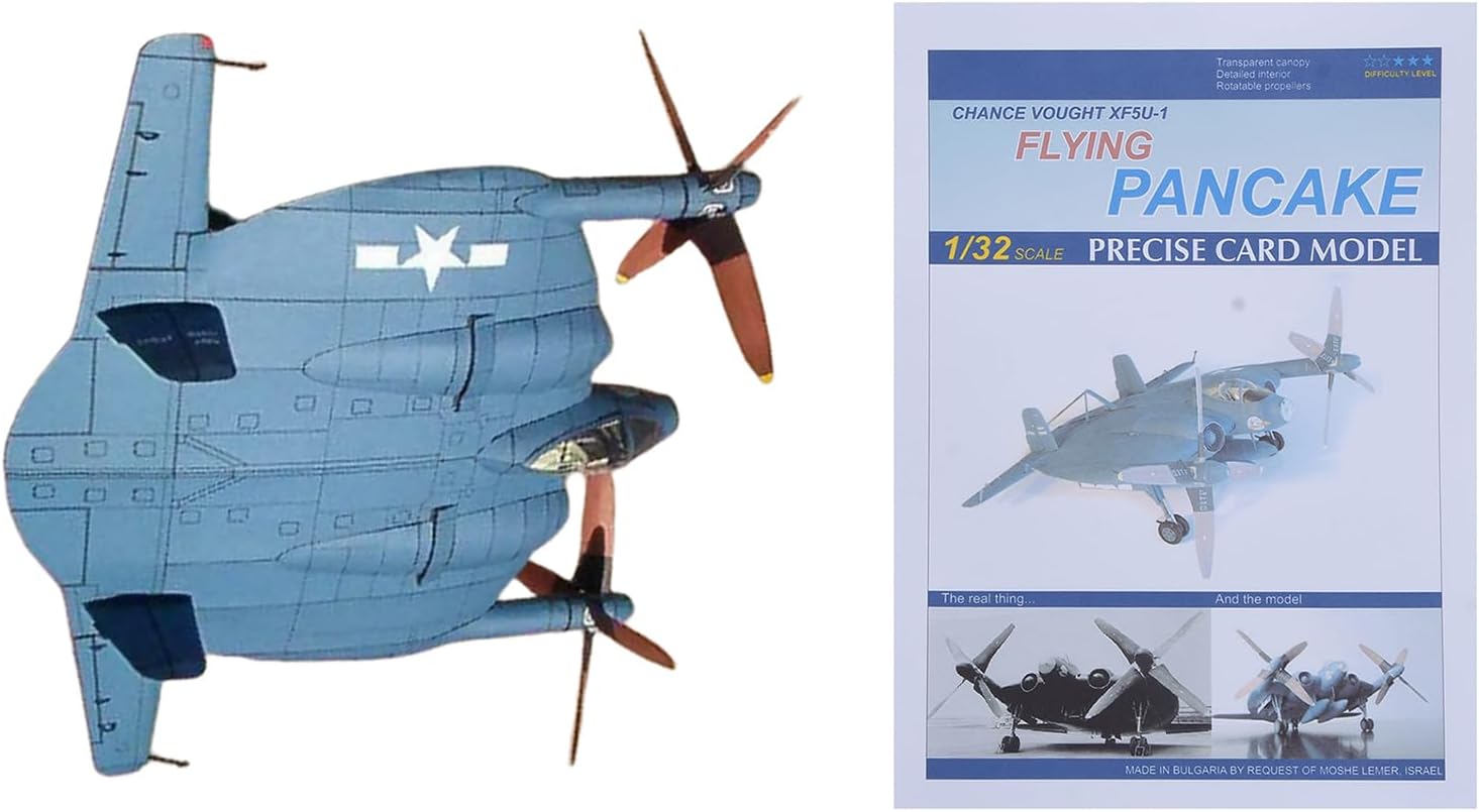 1:32 XF5U-1 Flying Pancake Fighter Paper Model Kit – DIY Unassembled Aviation Scale Model for Collectors