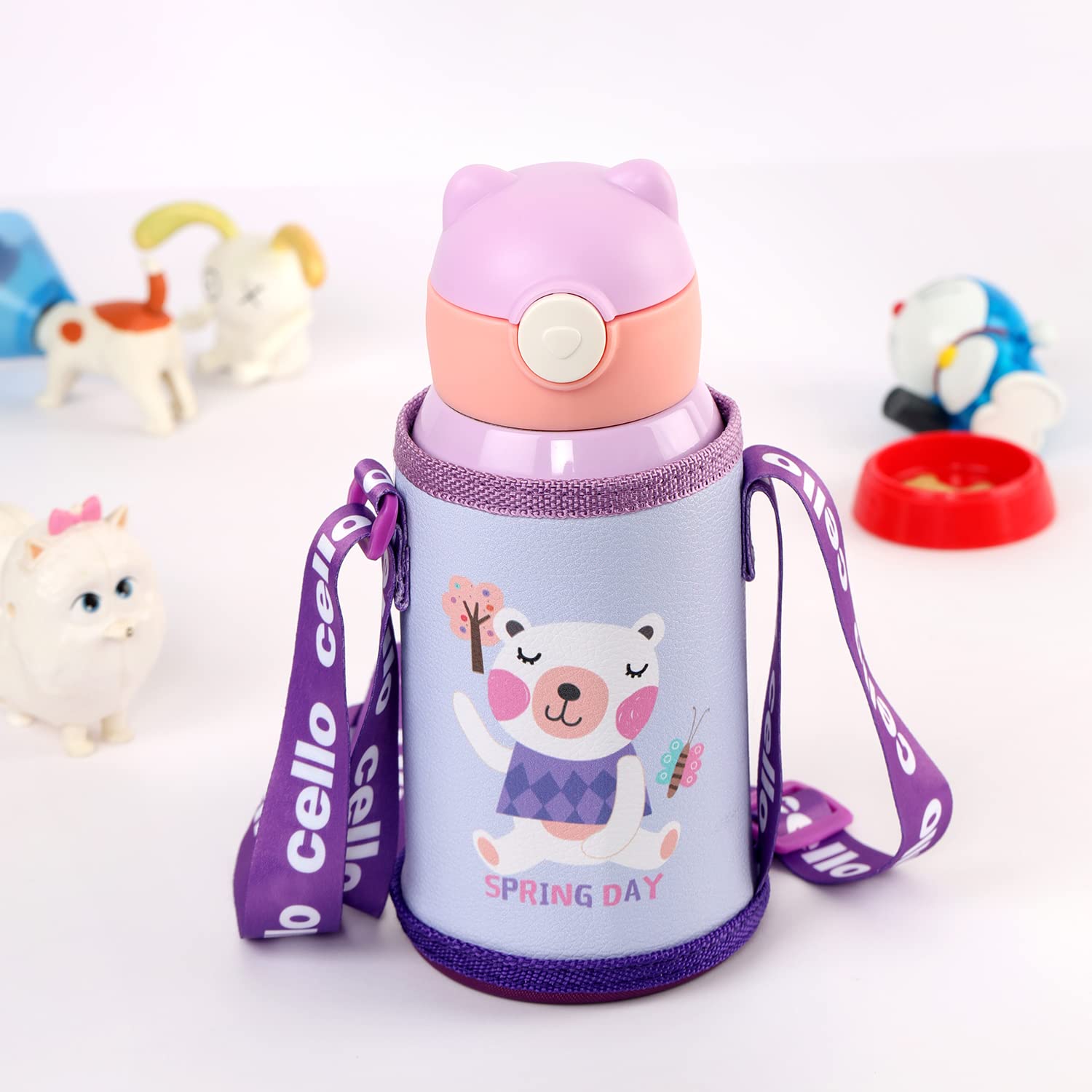 CELLO Toddy Hot & Cold Stainless Steel Kids Water Bottle | Double Wall Vaccum Insulation Flask |One Click Push Button to Open | Ideal for School, Sports, Picnics | 550ml, Violet (B0C143R259) Amazon Price History, Amazon Price Tracker