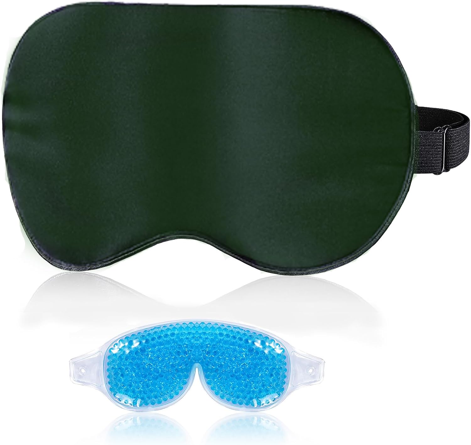 LC-dolida Silk Sleep Mask Light Blocking, Cooling Eye Mask for Sleeping Includes Silk and Gel Masks for Dry Eye Men Women