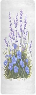 Kigai Travel Yoga Mat 71" x 24" Non Slip Natural Rubber Foldable Exercise Mat Ultra Thin 1.5mm Lightweight for Fitness, Pilates & Home Workout, Lavender