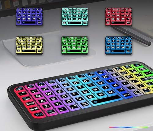 LengSuaa Wireless Bluetooth Keyboard, Universal Ultra Light Slim Portable Backlit 7-Colors Bluetooth Keyboard for Smartphone Tablet and More iOS Android Windows