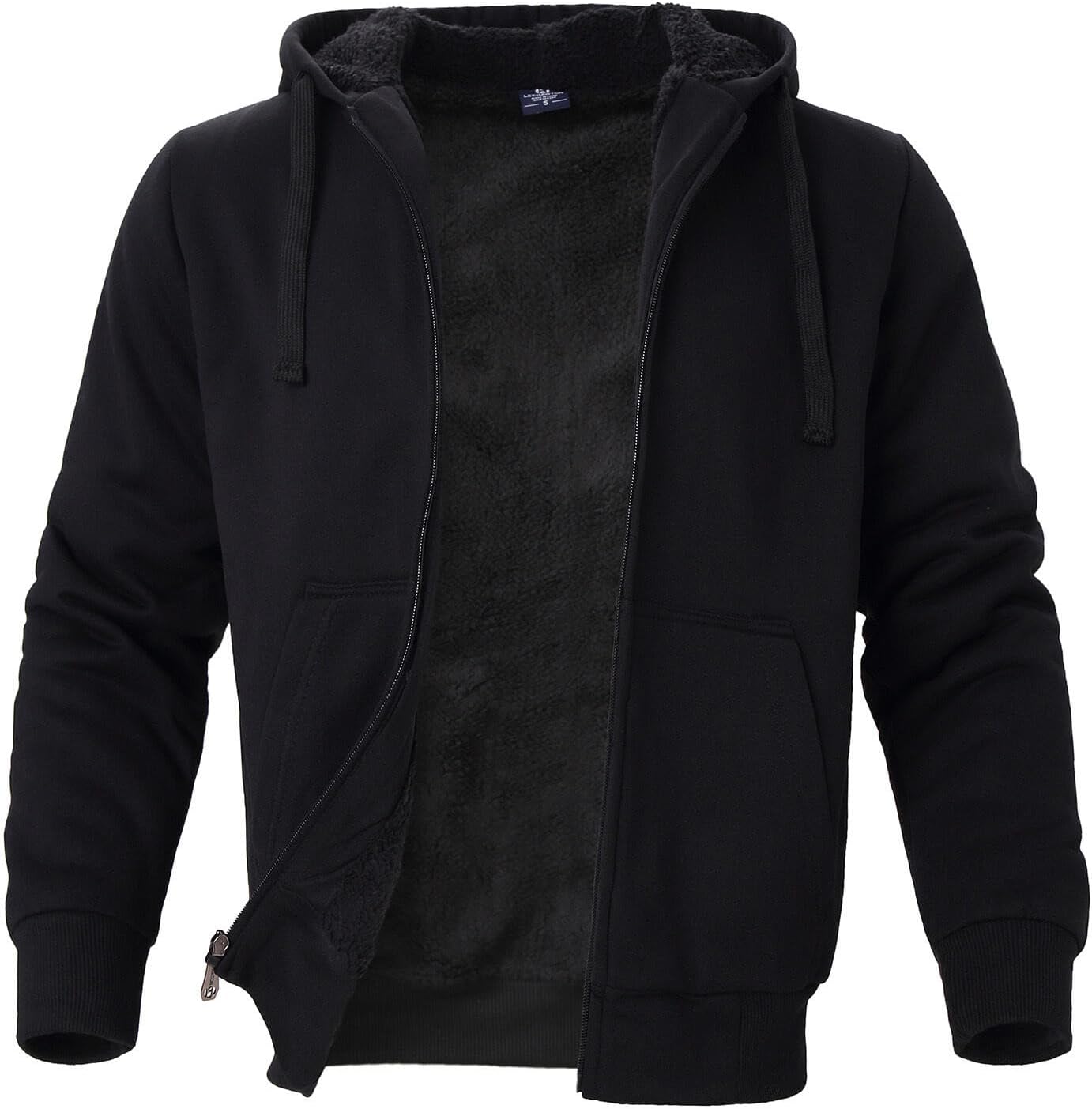 LeeHanTon Hoodies for Men Winter Warm Heavyweight Sherpa Lined Fleece Zip Up Hoody Jacket