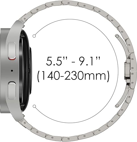 Miniatura 6 de FULLIFE Compatible con Samsung Galaxy Watch 7 6 5 4 FE 1.575 in 1.732 in, correa de metal plegable de acero inoxidable 0.787 in Galaxy Watch 6