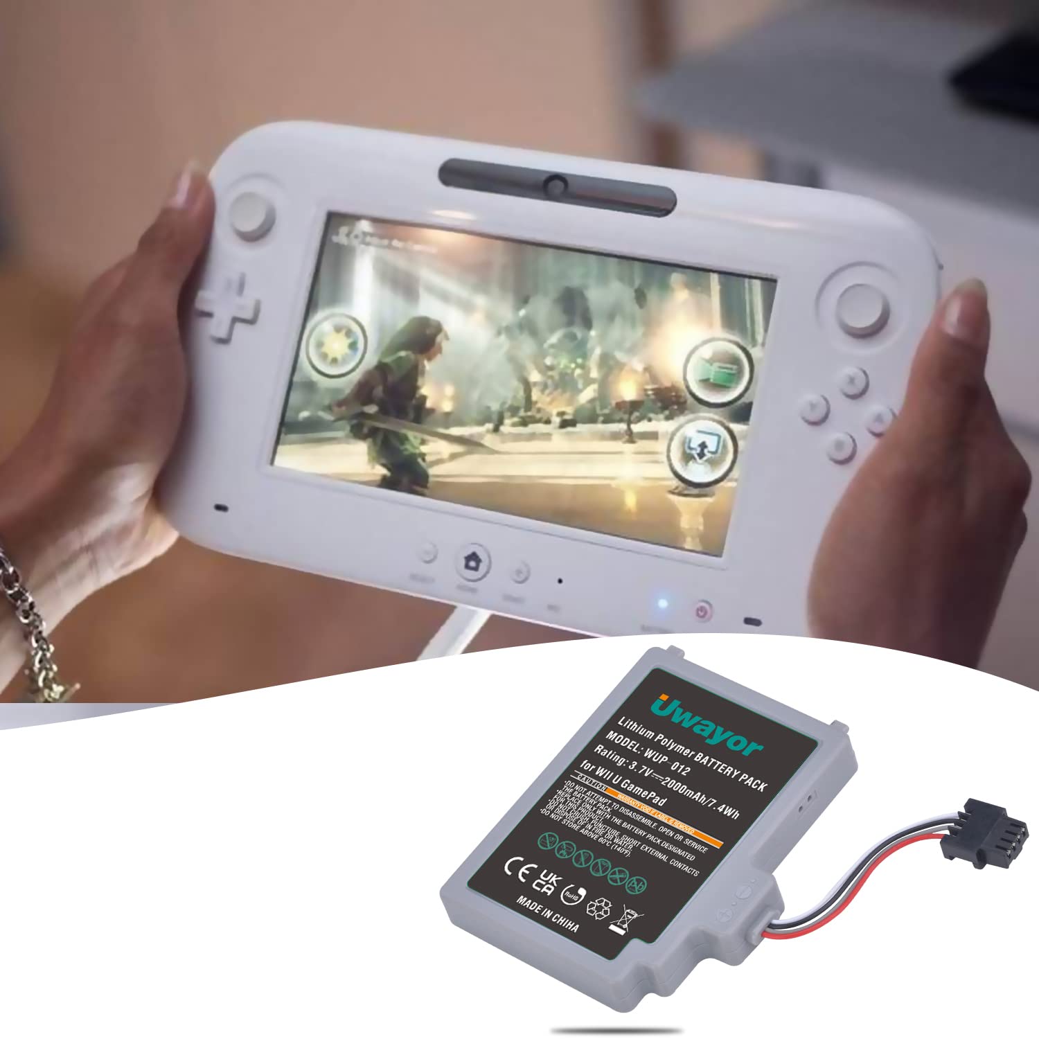 Batteria 2000 mAh Wii U Gamepad Controller Batterie di ricambio per Wii U Gamepad Controller 3,7 V Alta Capacità con Cacciavite