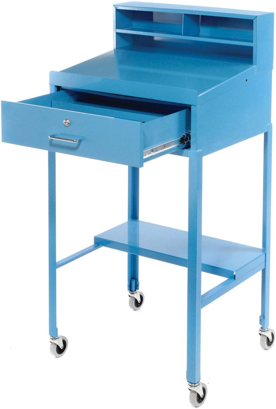 Open Leg Mobile Shop Desk, 23" W x 20" D x 51" H, Blue
