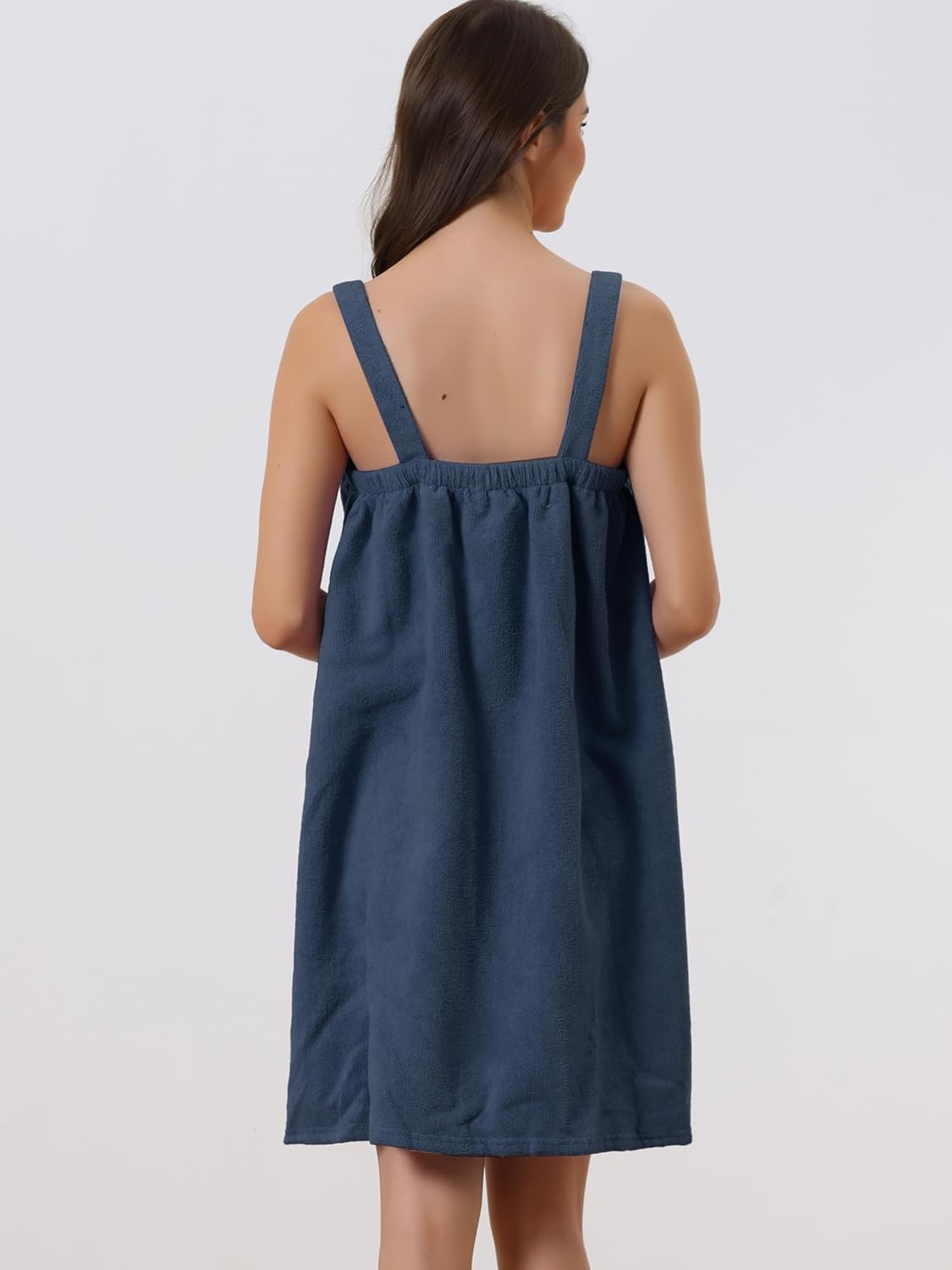 cheibear Womens Towel Dress Terry Wrap Bathrobe Spa Towelling Robe with Strap for Gym Shower Bath