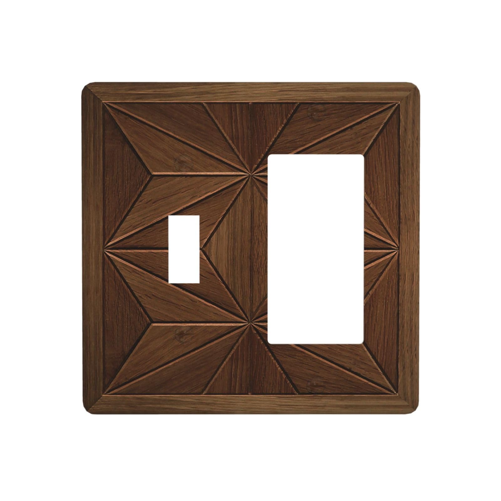 Plaque murale à bascule en bois marron foncé style vintage pour 2 interrupteurs