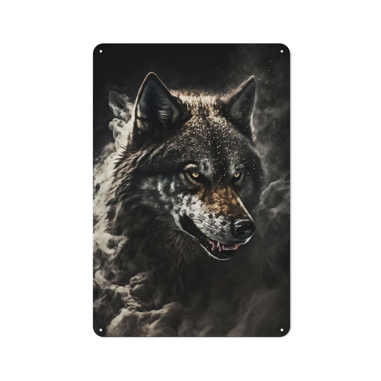 Junmoney Paint The Smoke Wolf Tin Wall Plaque 30X20cm With For Studio Or Craft Room, For Cooler-Season Styling In Studio And Craft Room
