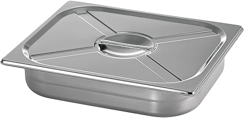 Tramontina Sartén de acero inoxidable de 4.5 cuartos de galón con tapa, bandeja para servir compatible con plato de rozaduras, ideal para bufés,