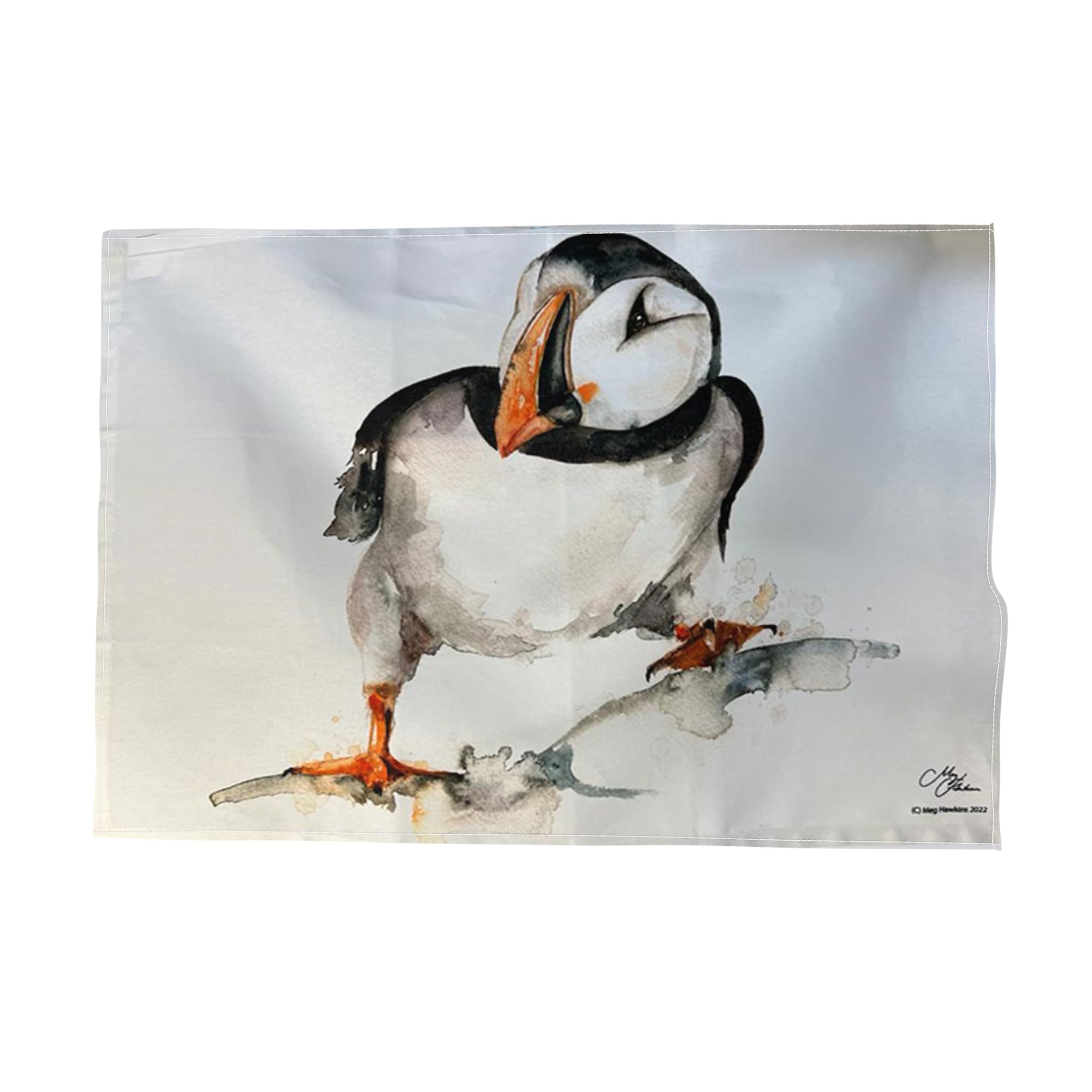 ThornessCURIOUS PUFFIN TEA TOWEL | 100% Cotton | Large kitchen towel for drying| Hand towel with group of Puffins | Puffin themed gift | Beach Gift | Cotton tea towel | 70 cm x 50 cm