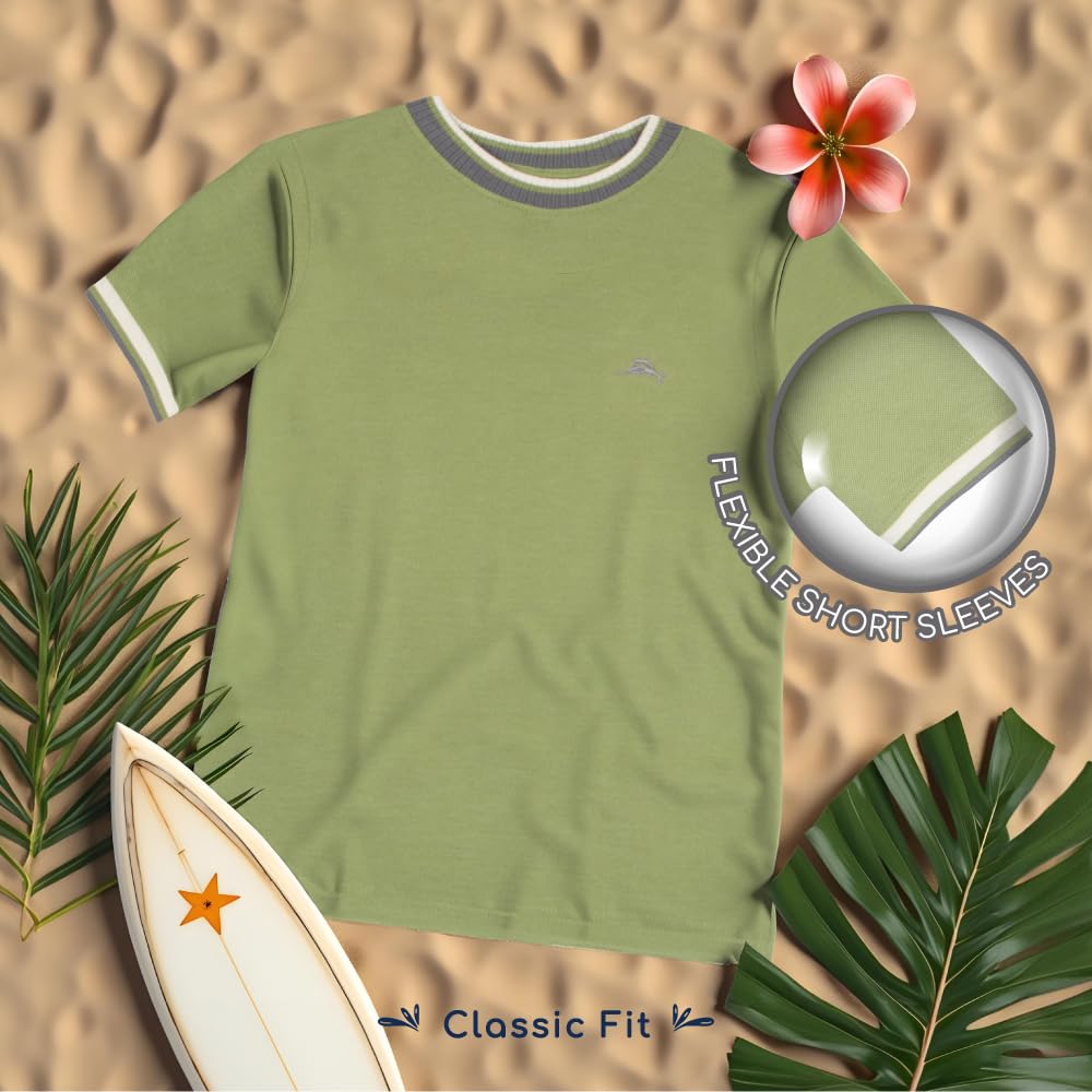 Tommy Bahama Paquete de 3 camisetas de cuello redondo para niños, elegantes camisetas de manga corta para niños, adolescentes y niños pequeños