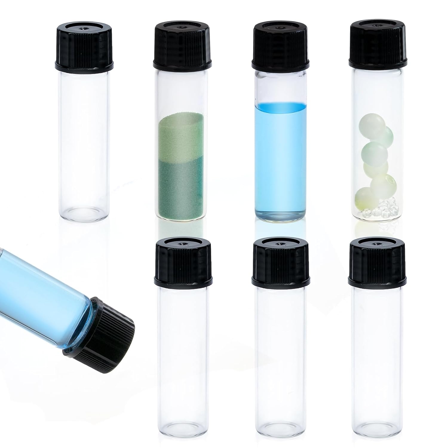 8 ml Clear Glass Vials with Screw Caps, 2 Dram Small Liquid Sample Vial, Leak-Proof Vial,92PCS,SERHICS