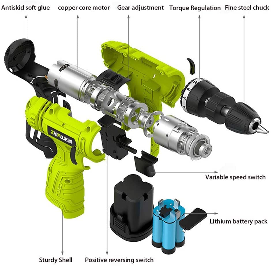 12 V Akku-Bohrschrauber mit Einstellbarer Geschwindigkeit, Akku-Schraubendreher Elektrische Mini-Bohrmaschine… – Bild 5