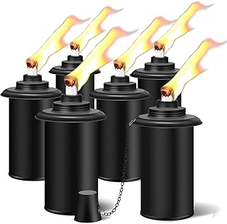 6 Pack Torch Replacement Canisters, 16oz Bamboo Lantern Refillable Torches, Decorative Citronella Torch Canister for Yard, Patio, Deck, Garden Decor, Party