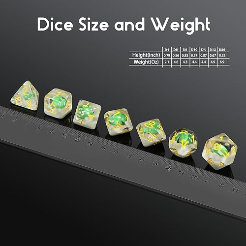 Miniatura 6 de DNDND - 7 dados de resina para DND de hongos con bolsa de terciopelo para juegos de rol de Calabozos y Dragones y juegos de mesa (hongos verdes)