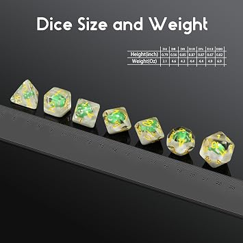 Mushrooms D&D Dice, DNDND 7PCS Resin DND Dice with Velvet Bag for Dungeons and Dragons Role Playing Games and Tabletop Games(Green Mushrooms