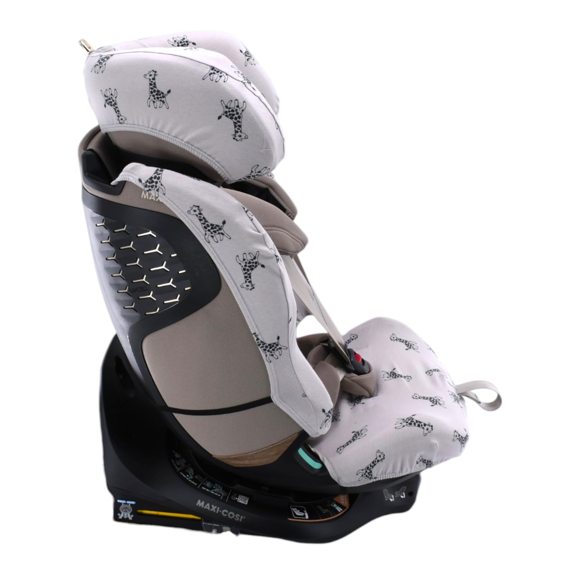 JYOKO Kids Funda algodón orgánico Compatible Maxi-Cosi Emerald 360 Pro | Compatible con Maxi-Cosi Emerald 360 Pro, algodón orgánico, estampado Giraffe, fabricado en Barcelona.