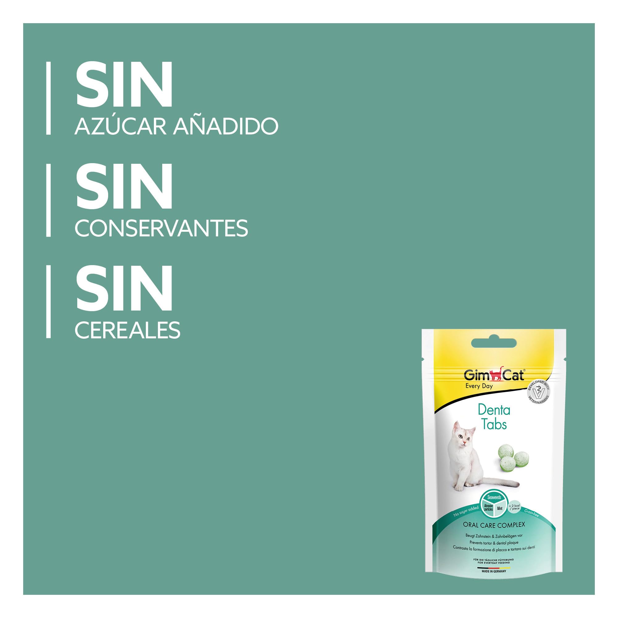 GimCat Denta comprimidos - Snack para gatos funcional que favorece el cuidado bucodental - Pack de 8 (8 x 40 g)