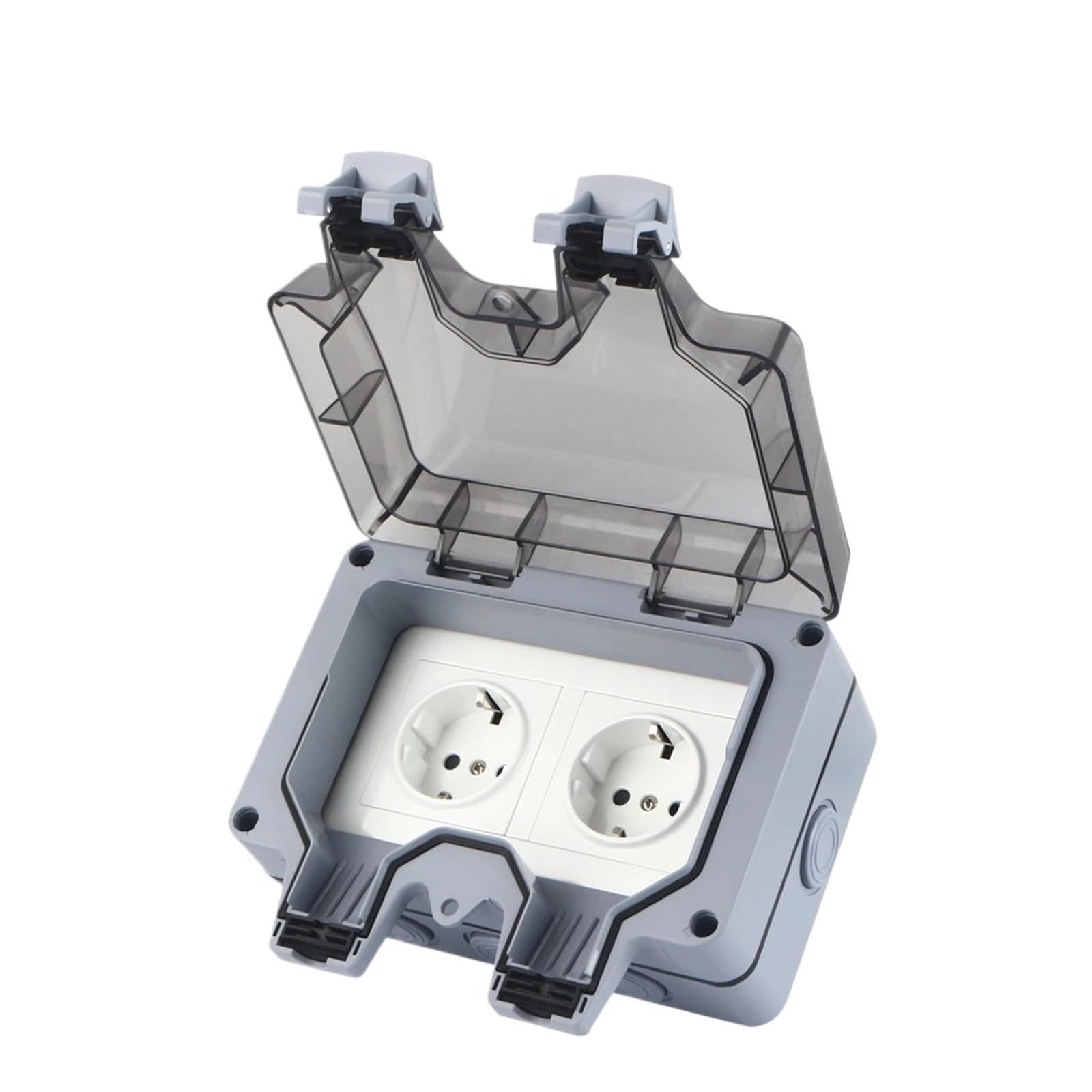 Prises murales extérieures étanches, norme ue FR UK US, prise d'alimentation 250V, 16a, IP66, étanche à la poussière, double prise principale extérieure(EU-Socekt-Box)