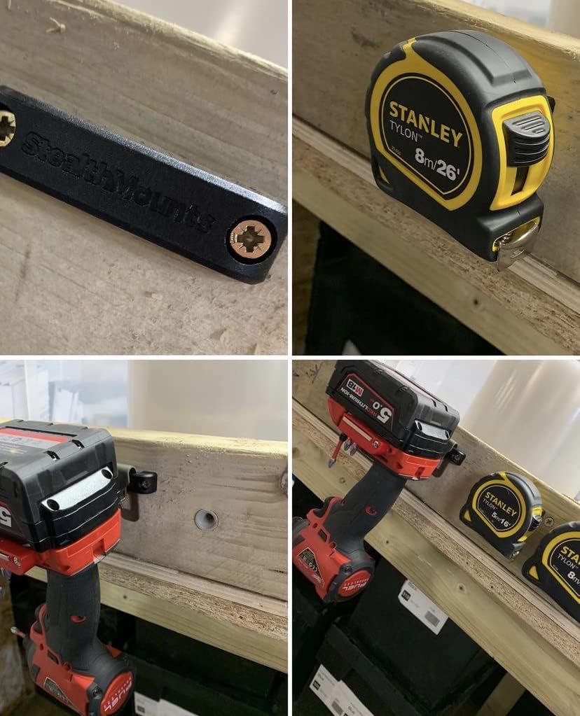 StealthMounts Bench Belt - Universal Tool Holder | Tool Holster Set - 6 Pack | Perfect Tool Hanger Storage Dock for Power Tools, Tape Measures and Belt Clips (Yellow)