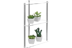 MyGift 3 Tier Clear Acrylic and Metal Tabletop Decorative Display Stand Desk Organizer Acrylic