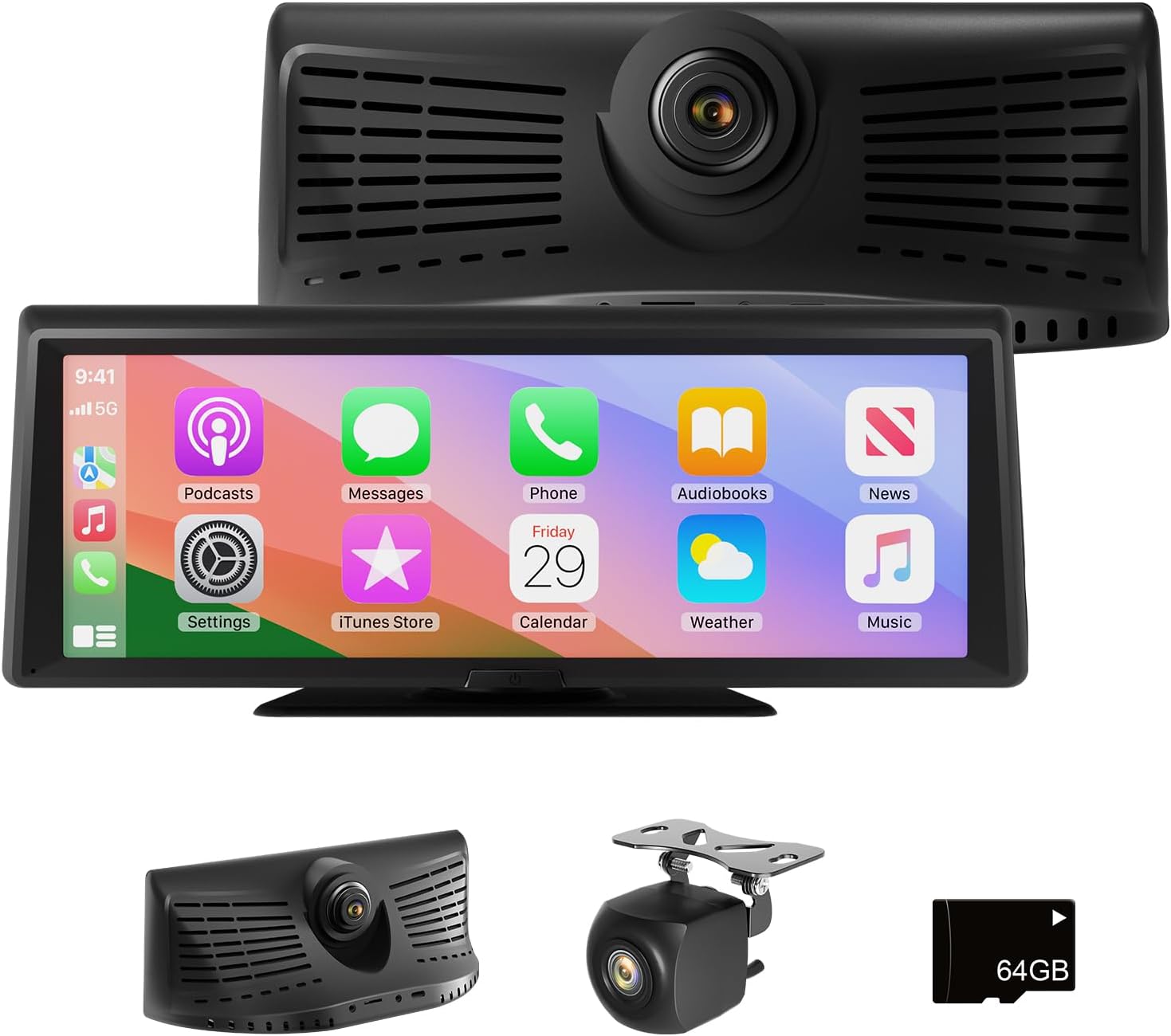 8.1" Portable Wireless Carplay Car Stereo, Apple CarPlay & Android Auto, 2K Built-in Dash Cam, 1080P Backup Camera, Plug & Play Touchscreen with Offline GPS Navigation, Bluetooth 5.2 for Truck SUV RV