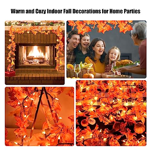 Thanksgiving Decorations for Home 9FT Plug in Thanksgiving Garland with Lights 50 Orange Bulbs UL Listed Connectable Lighted Fall Garland for Indoor Outdoor Harvest Home Party Decorations(2 Packs) by Meknow - Image 5