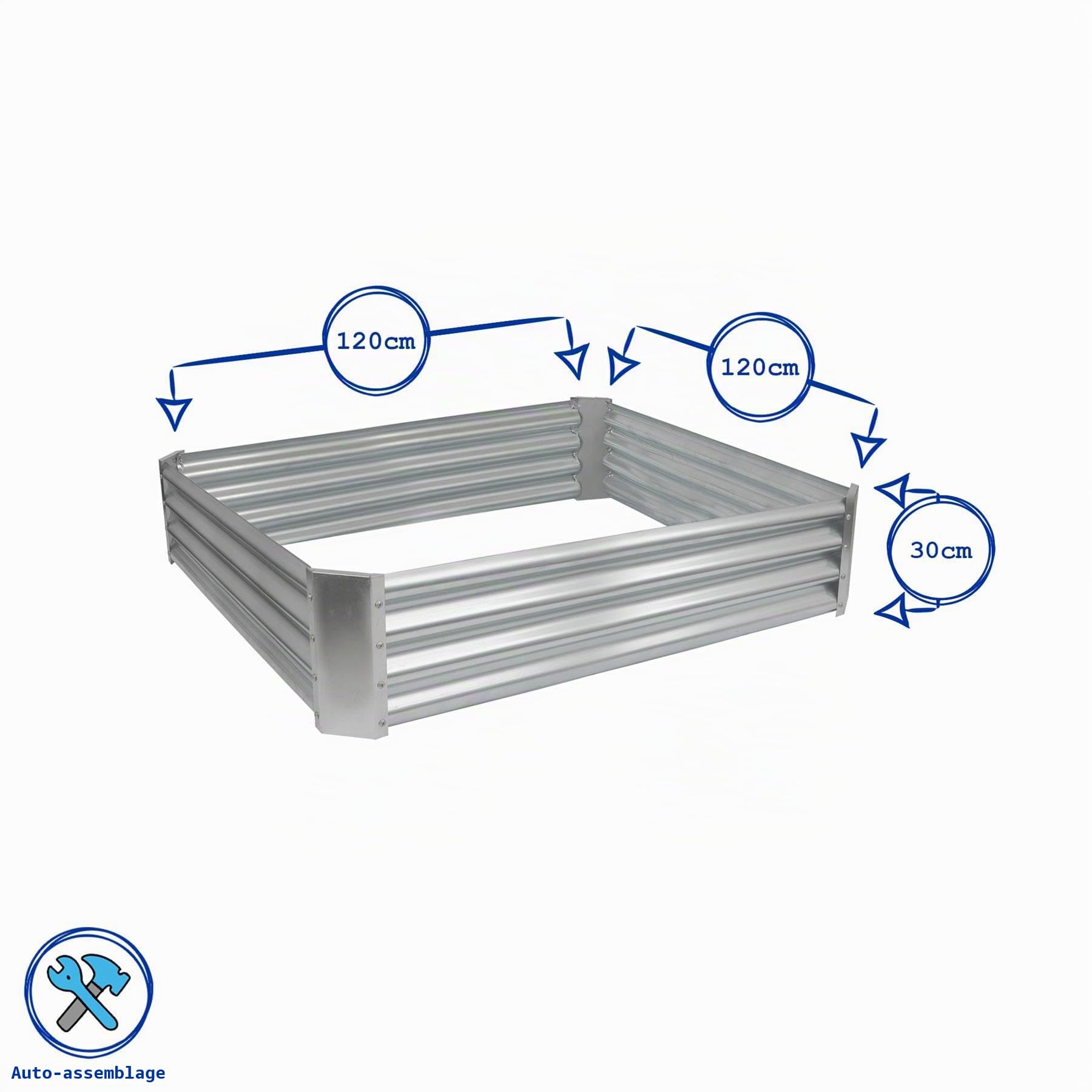 Harbour Housewares 2X Anthracite 120cm x 120cm Carrée Acier Galvanisé Lits de Jardin Surélevés - Grand Extérieur Légume Grandir Planteur Creux Boîte