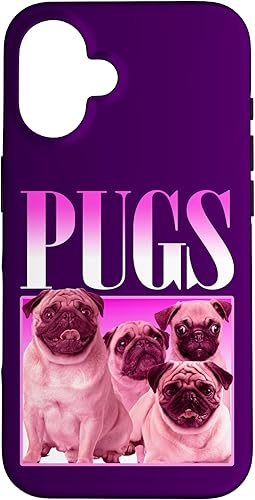 iPhone 16 Pugs Bootleg Rap  Lindo Pug Dog Pet Owners Retro 90's Poster Case