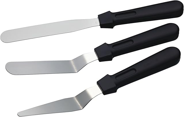 KitchenCraft Cake Spatula Set with 3 Small Stainless Steel Palette Knives for Baking
