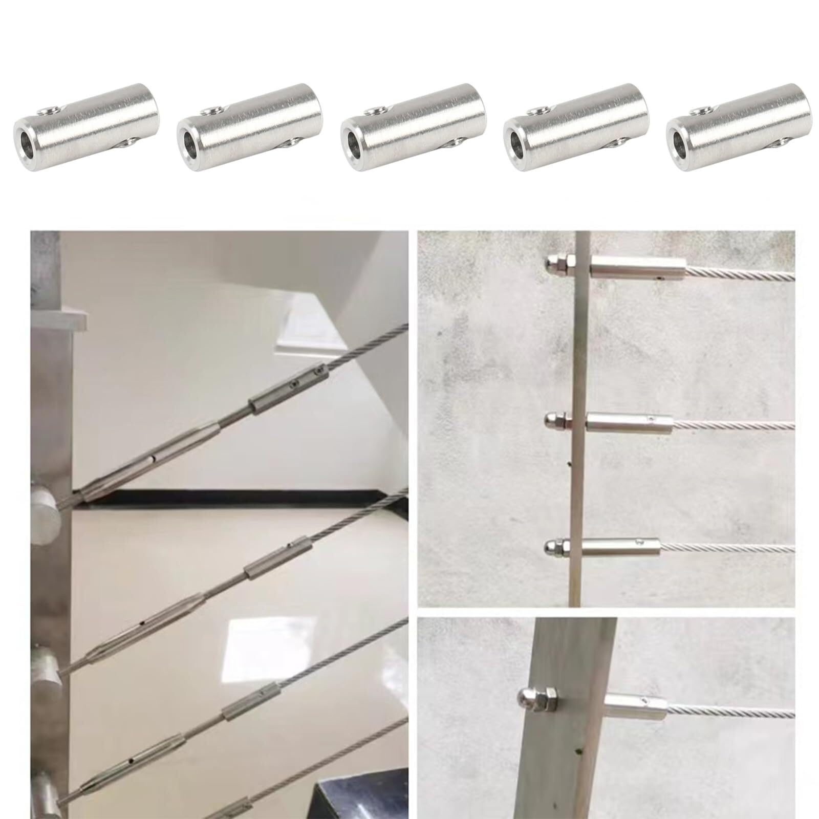 10 Pezzi Morsetti Cavo In Acciaio Inox, Fascette Cavo 6mm Con Viti Per Fissaggi Sicuri(6mm)